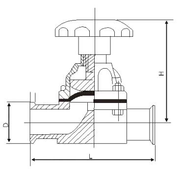 手動(dòng)衛(wèi)生級隔膜閥結(jié)構(gòu)圖