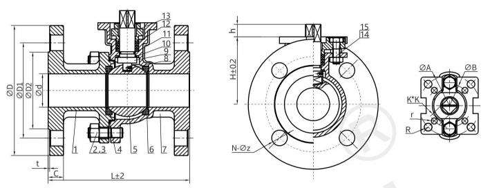 美標(biāo)高平臺球閥結(jié)構(gòu)圖